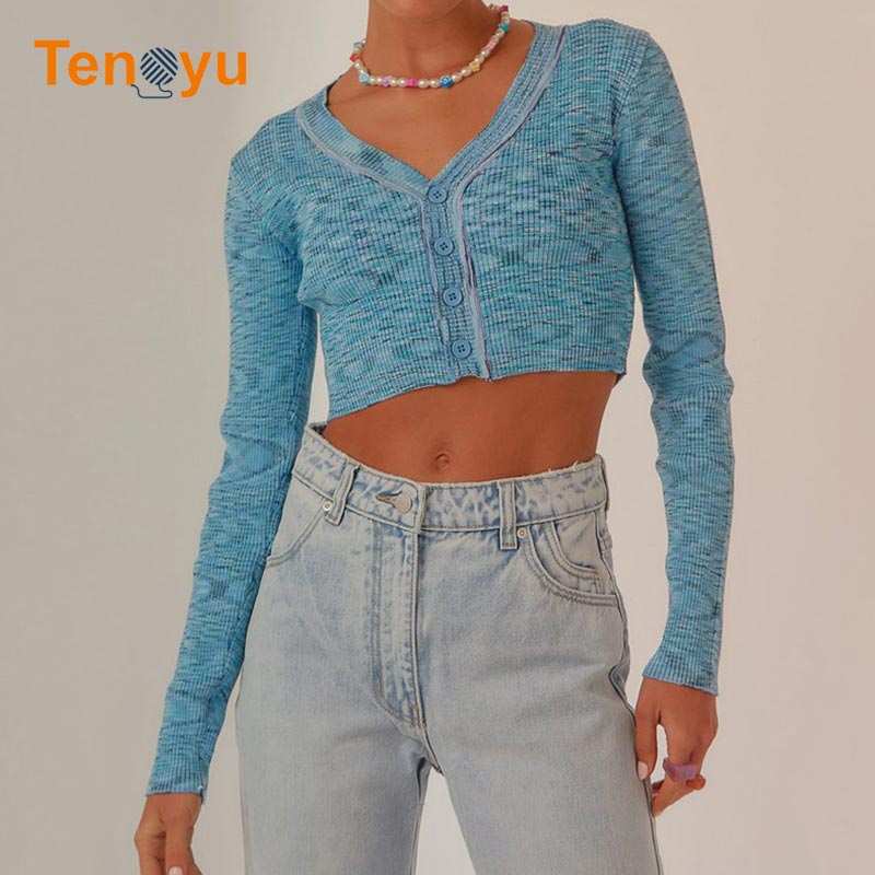 OEM/ODM Custom Cropped Knitted Cardigan Sweater