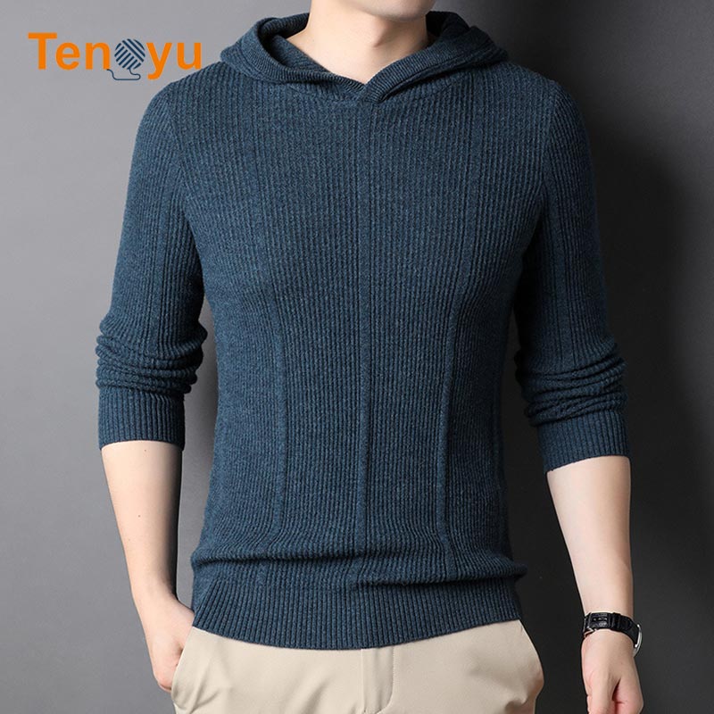 OEM/ODM Custom Men Wool Knit Hooded Thermal Sweater