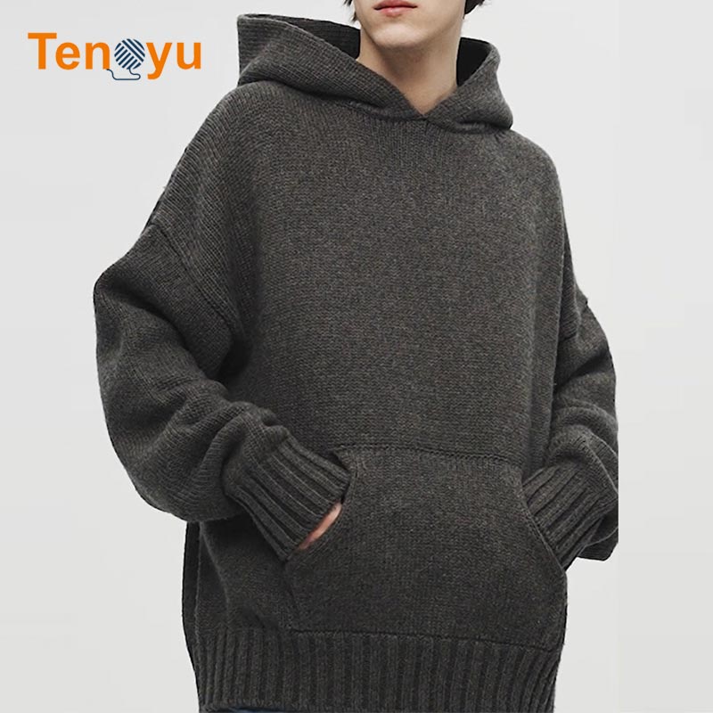 OEM/ODM Hip Hop Loose Knit Pullover Hooded Sweater