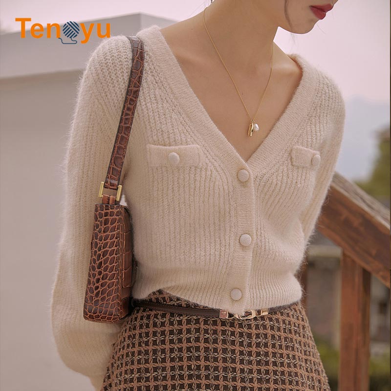 OEM/ODM Custom V-Neck Button Knit Cardigan Sweater