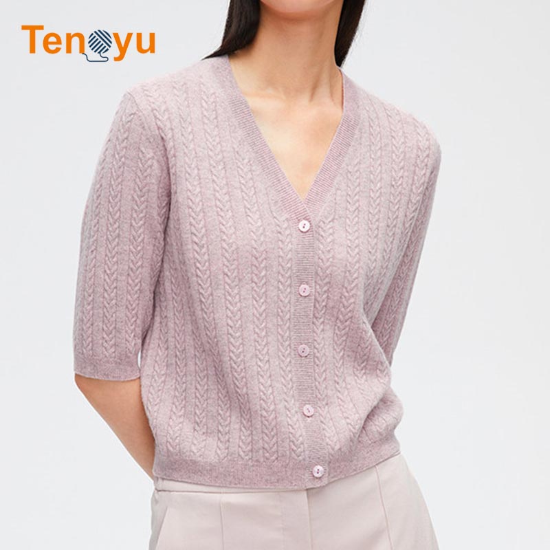 OEM/ODM Summer Women Knitted Short Sleeve Sweater