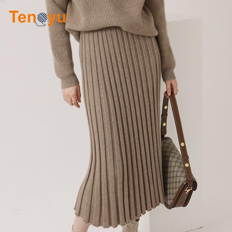 OEM/ODM Women Knitted Ribbed Mermaid Midi Skirt