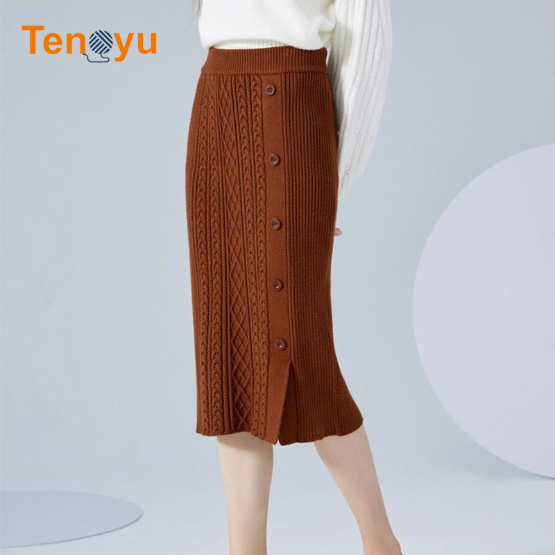 OEM/ODM Factory Custom Fashion Button Knitted Skirt