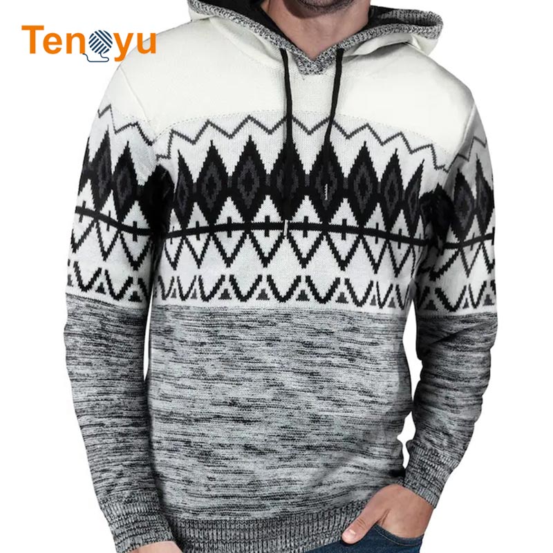 OEM/ODM Custom Winter Jacquard Men Hoodie Sweater