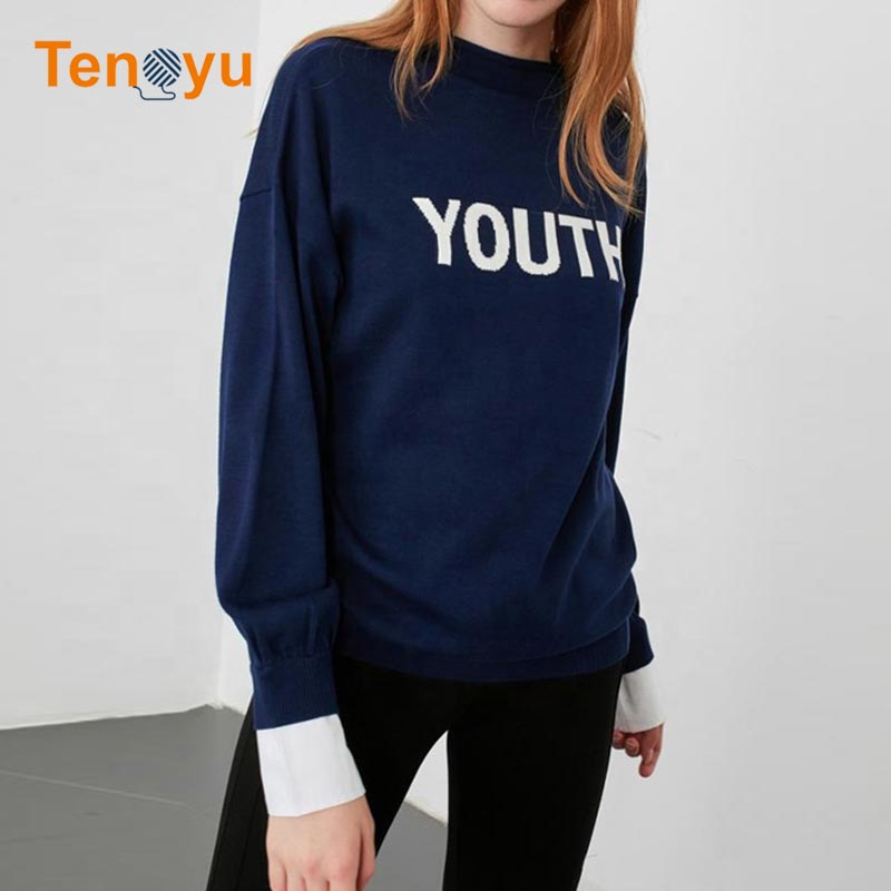 OEM/ODM Custom Anti-Pilling Letter Jacquard Sweater