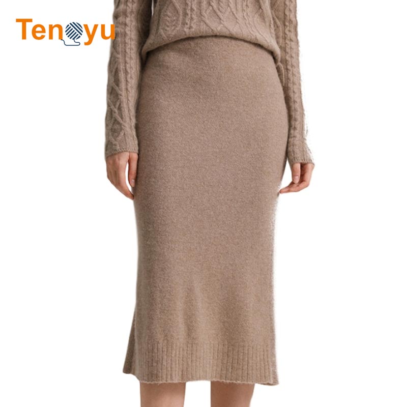 OEM/ODM Elastic Band Straight Long Knitted Skirt