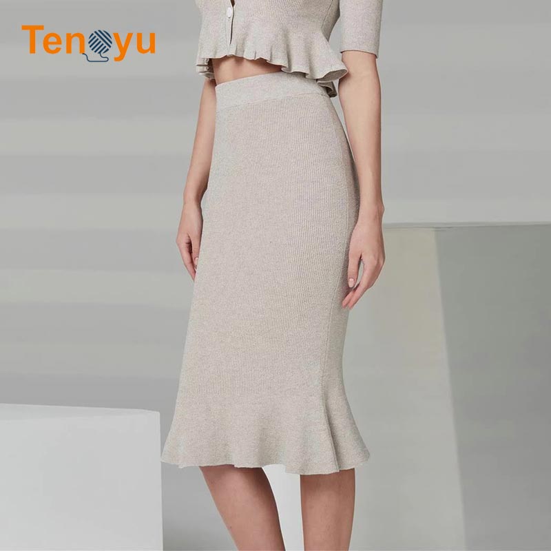 OEM/ODM Factory Custom Fashion Ruffled Knitted Skirt