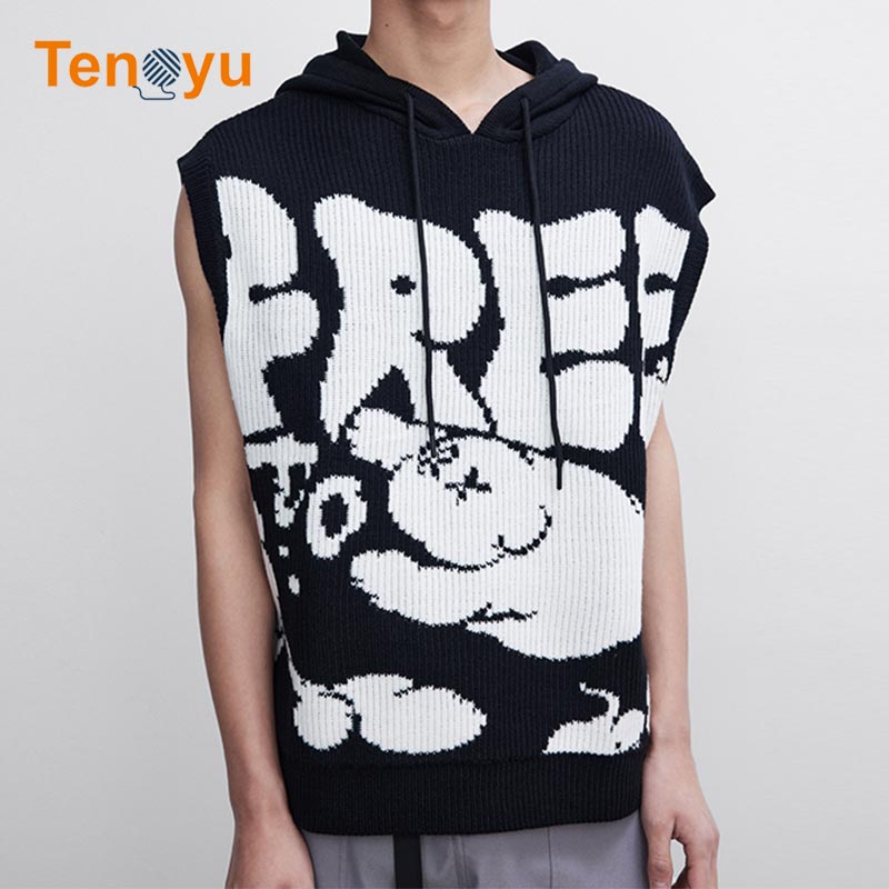 OEM/ODM Custom Men Knitted Tank Top Hoodie Sweater