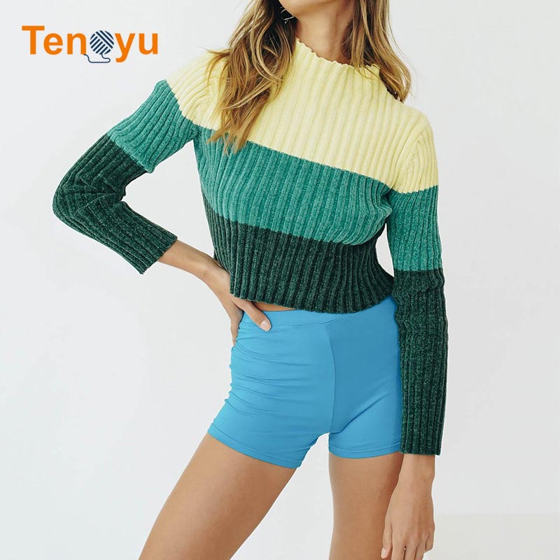 OEM/ODM Chenille Pullover Knitted Cropped Sweater