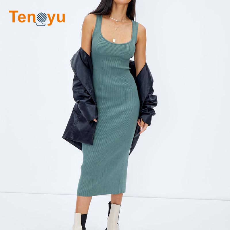 OEM/ODM Custom Casual Sleeveless Knit Sweater Dress