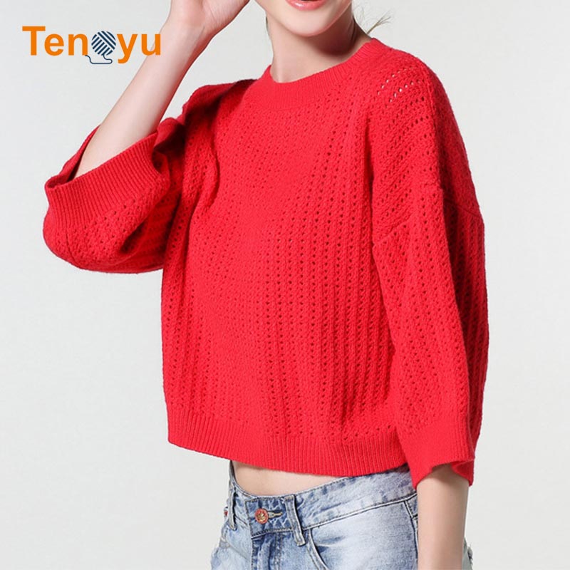 OEM/ODM Custom Color Crew Neck Knit Women's Sweater