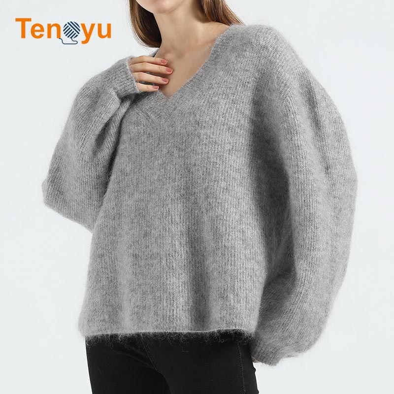 OEM/ODM Fashion Mohair Design Ladies Knit Pullover