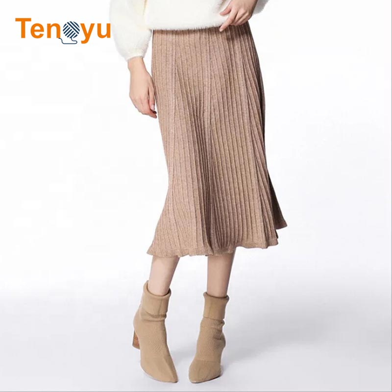 OEM/ODM Pleated Skirt Plus Size Knitted Sweater Dress