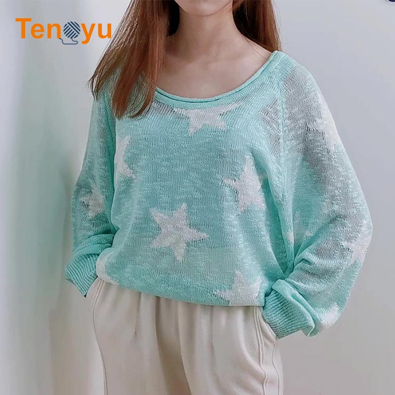 OEM/ODM Star Pattern Jacquard Women's Pullover Sweater