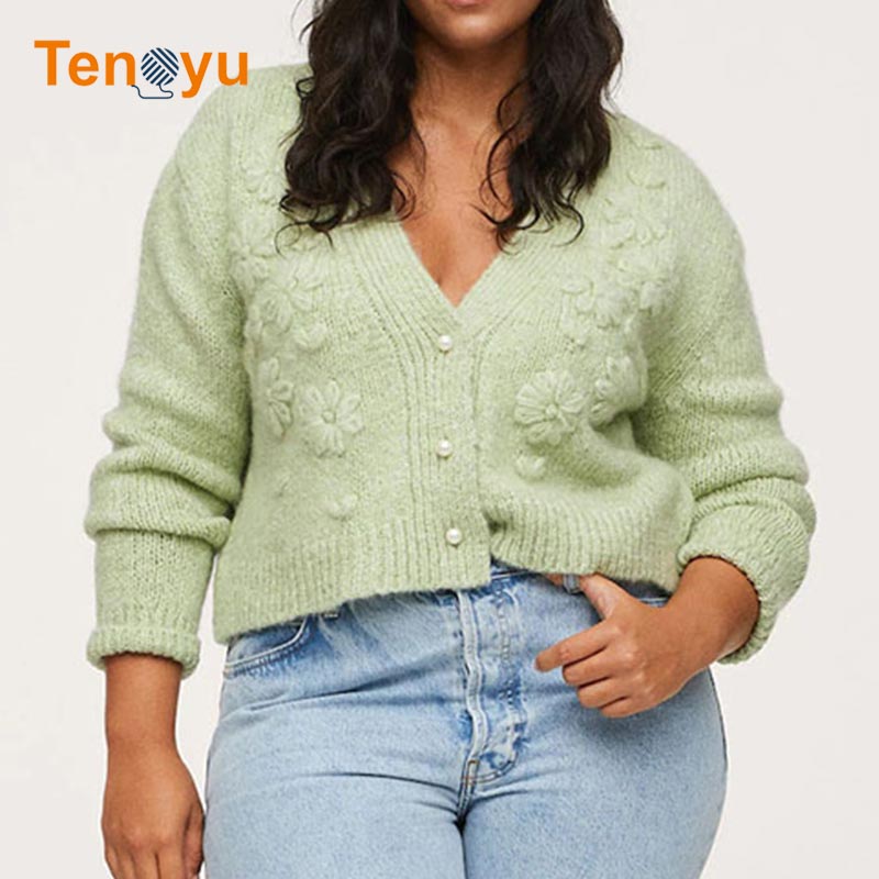 OEM/ODM Winter Solid Mohair Knit Casual Women Clothing