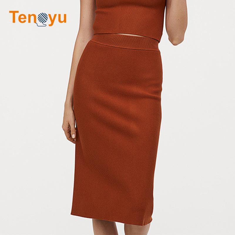 OEM/ODM Factory Custom Ribbed Women Knitted Skirt