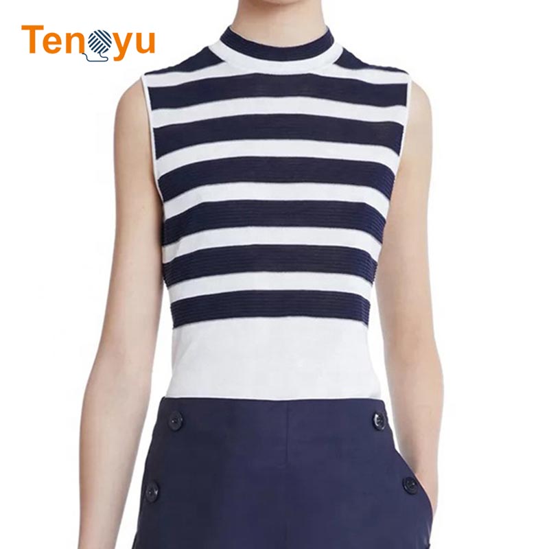 OEM/ODM Sleeveless Striped Knit Tank Top Sweater