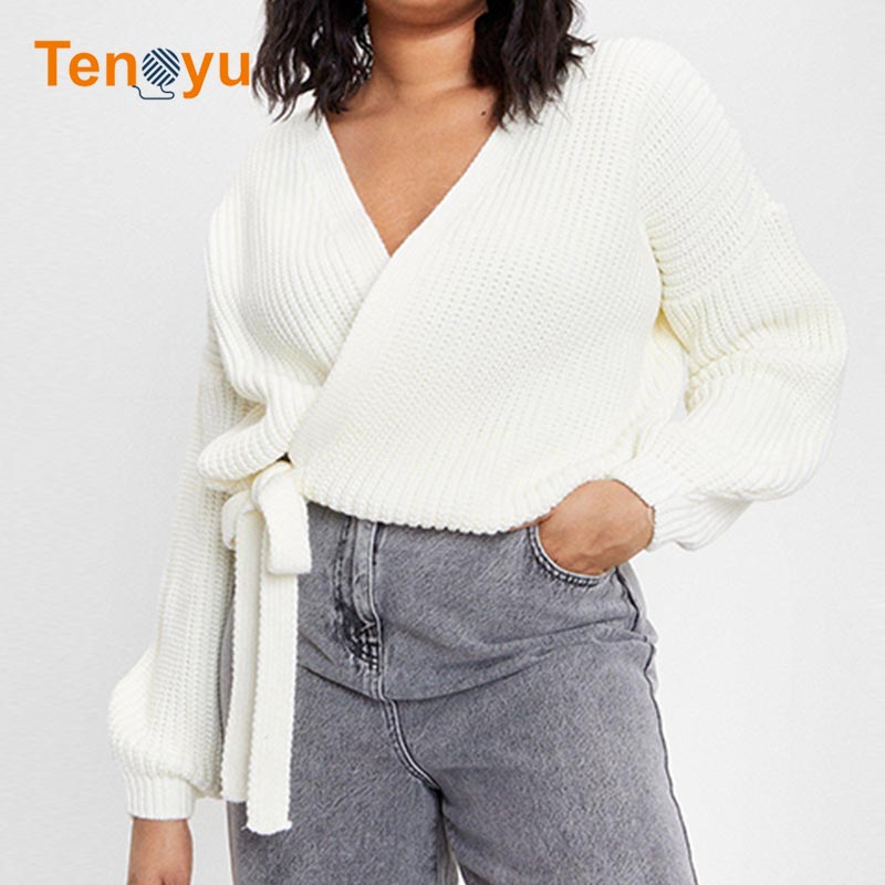 OEM/ODM Women's Plus Size Knit Wrap Tie Cardigan