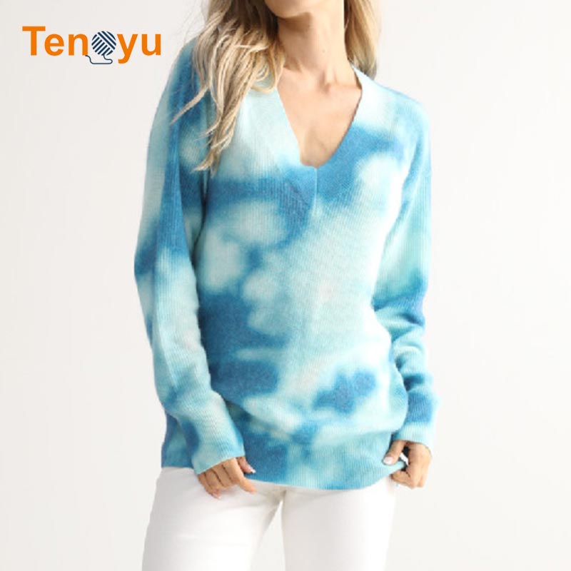 OEM/ODM Spring Loose Long Sleeve Knit Print Sweater