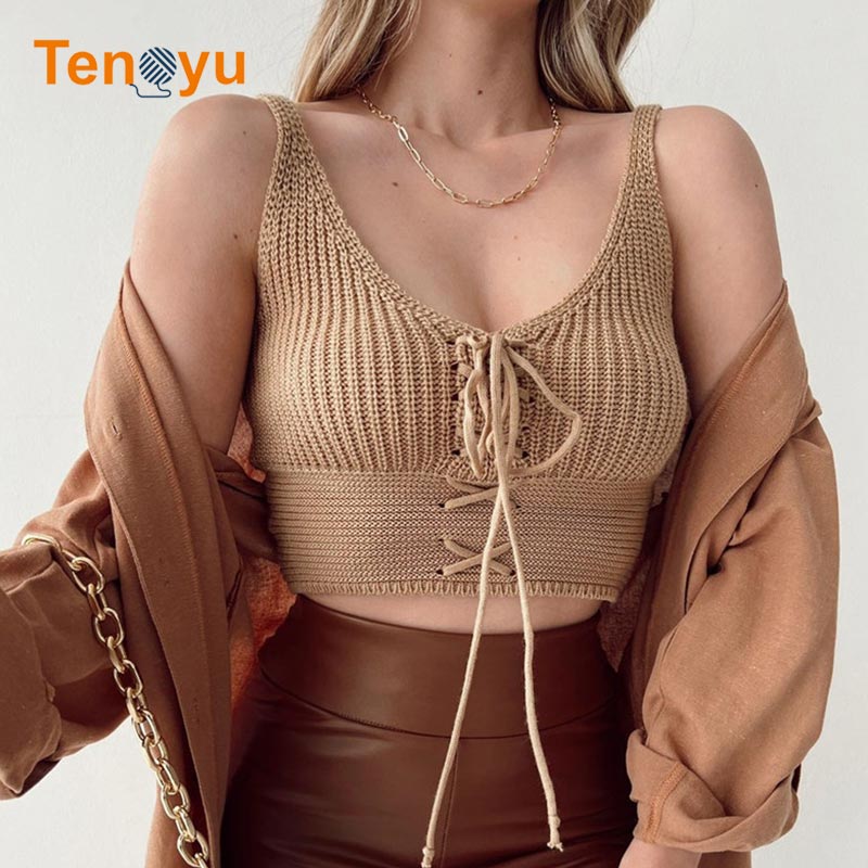 OEM/ODM Drawstring Cropped Knit Vest Manufacturer