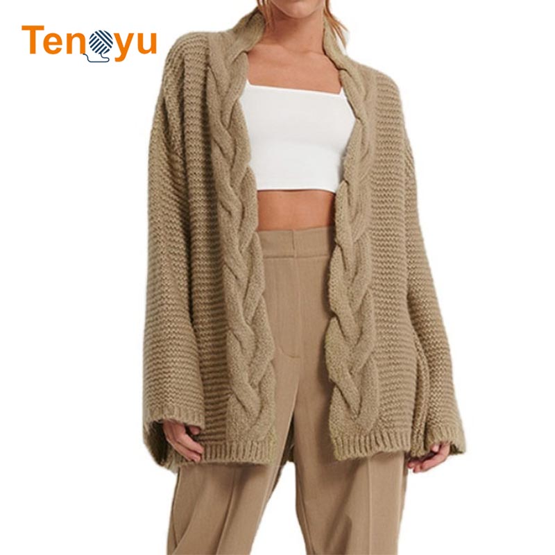 OEM/ODM Custom Knitting Women Sweater Cable cardigan