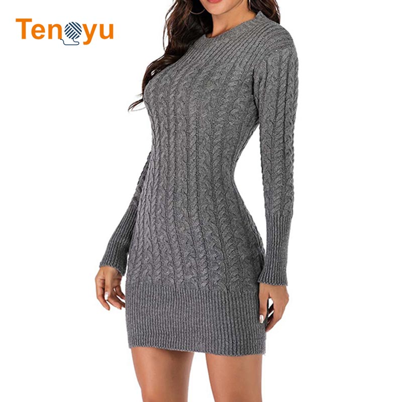 OEM/ODM Factory Custom Cable Knit Sweater Dress