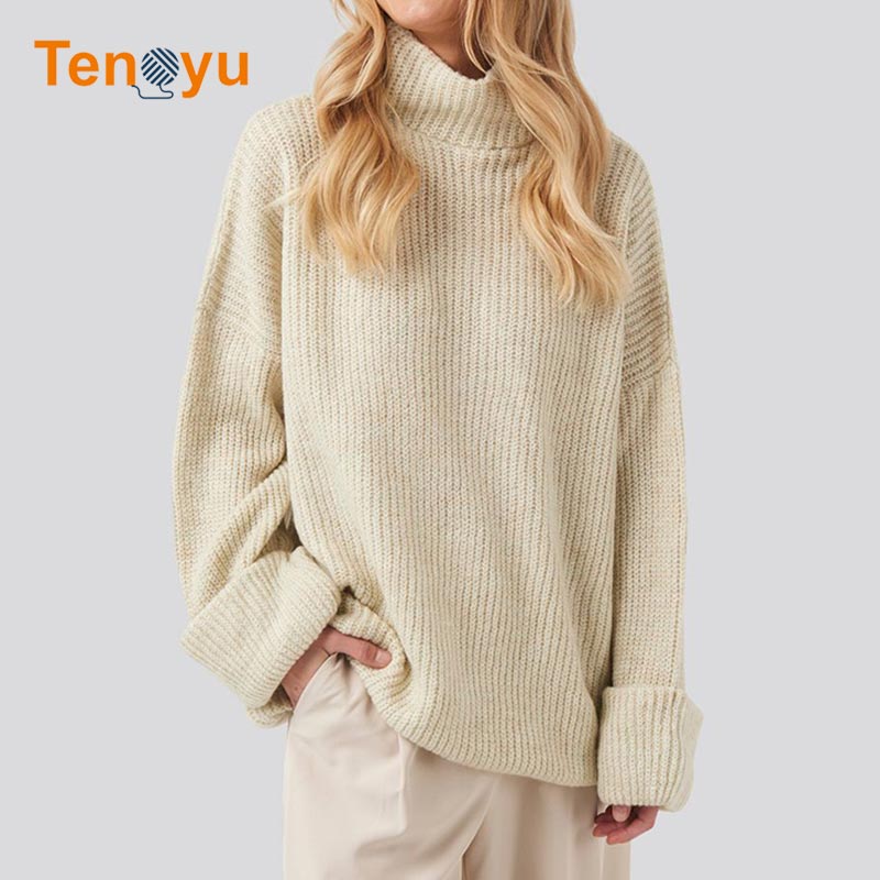 OEM/ODM Custom Knitting Turtleneck Ladies Sweater