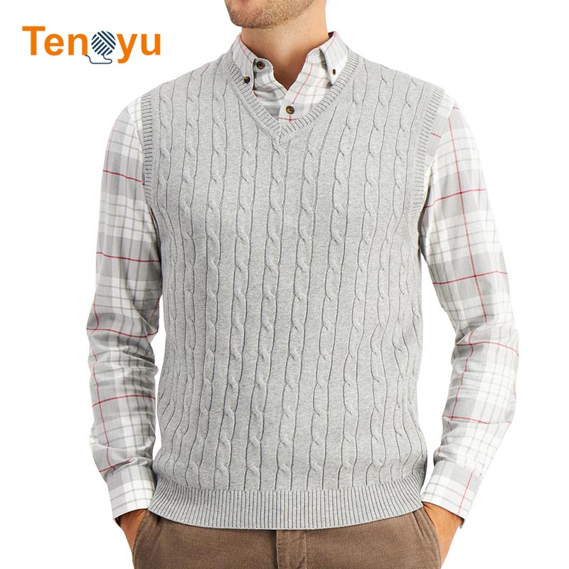 OEM/ODM Custom Men Knit V-Neck Thermal Sweater Vest