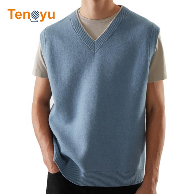 OEM/ODM Men V-Neck Oversized Knitted Sweater Vest