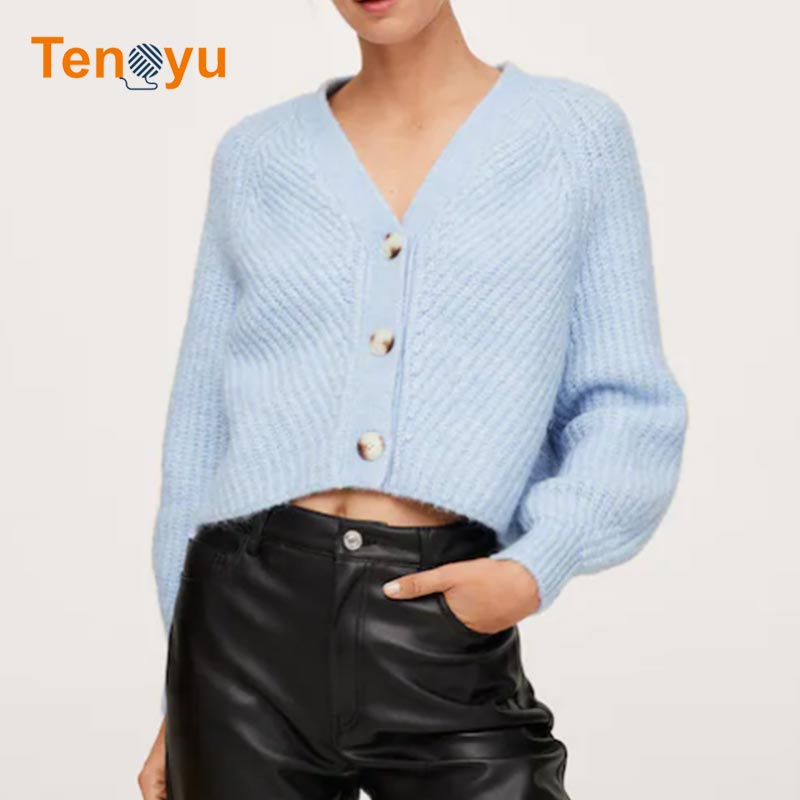 OEM/ODM Long Sleeve Button Knit Women's Sweater Cardigan