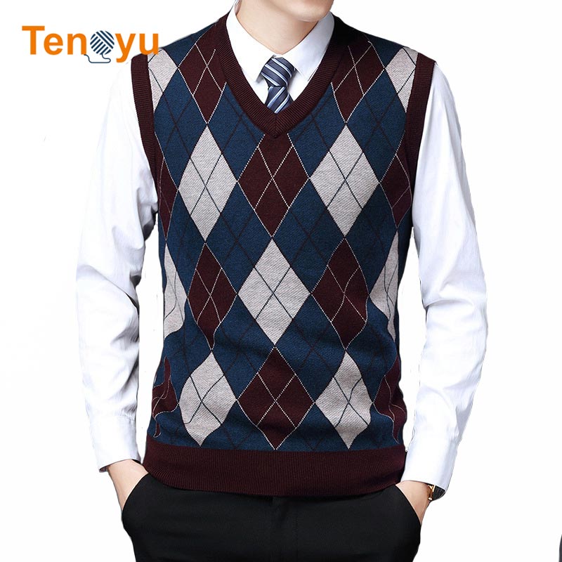 OEM/ODM Men Plaid Short Pullover Knit Sweater Vest