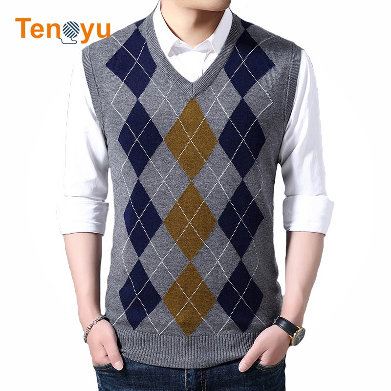 OEM/ODM Men Knitted Jacquard Cropped Sweater Vest