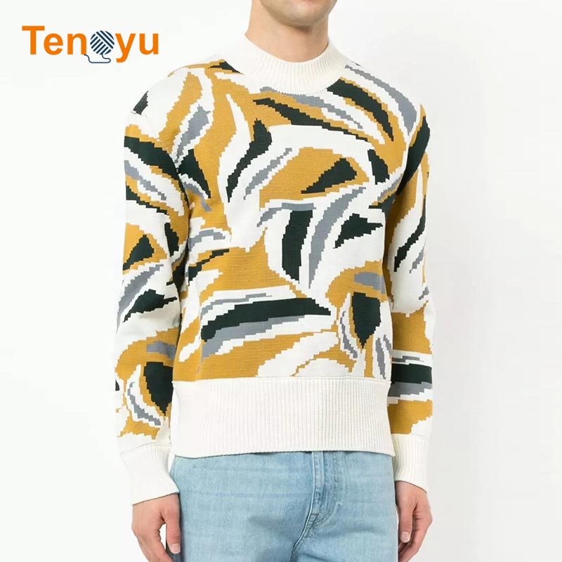 OEM/ODM Custom Knitted Colorful Jacquard Sweater