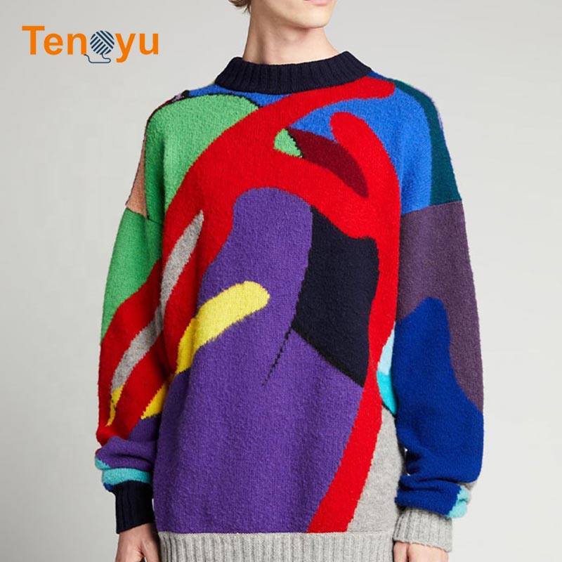 OEM/ODM Winter Knit Jacquard Men Streetwear Sweater