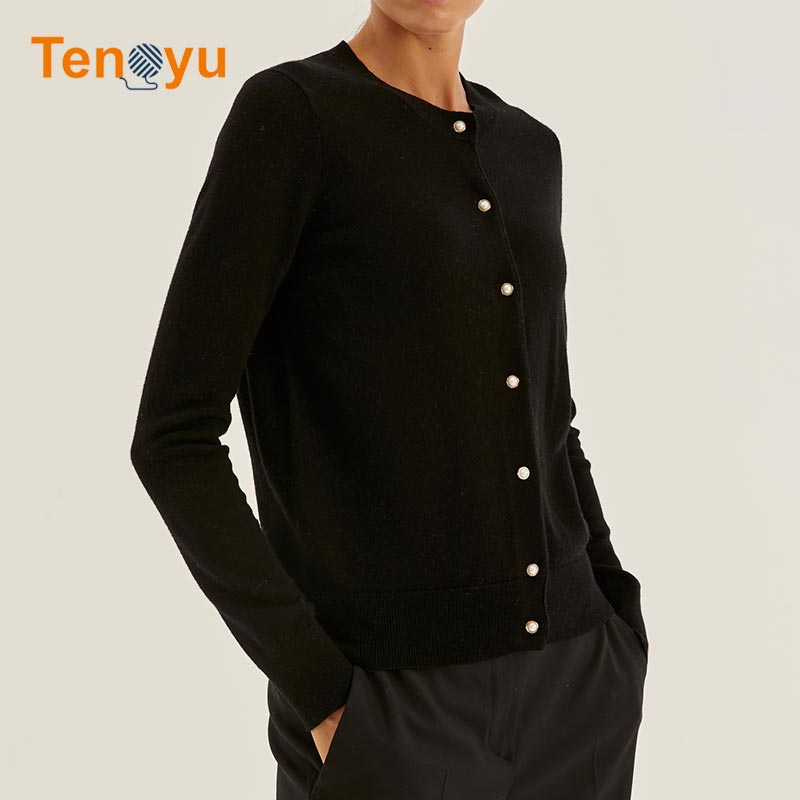 OEM/ODM Fashion Ladies Cardigan Black Knit Jacket