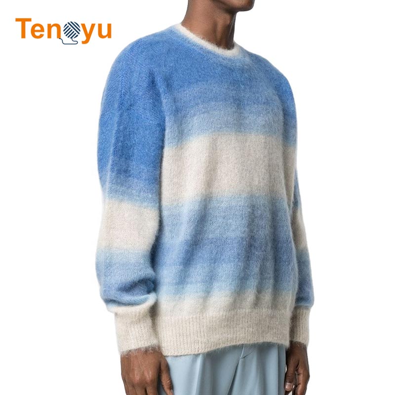 OEM/ODM Men Colorblock Striped Knit Pullover Sweater