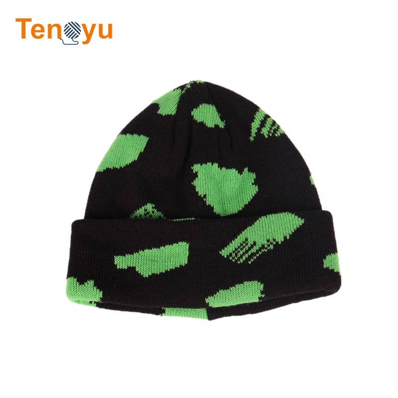 OEM/ODM Custom Jacquard Rib Knit Winter Beanie Hat