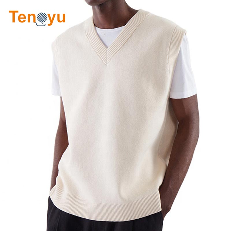 OEM/ODM Men V-Neck Knit Wool Thermal Sweater Vest