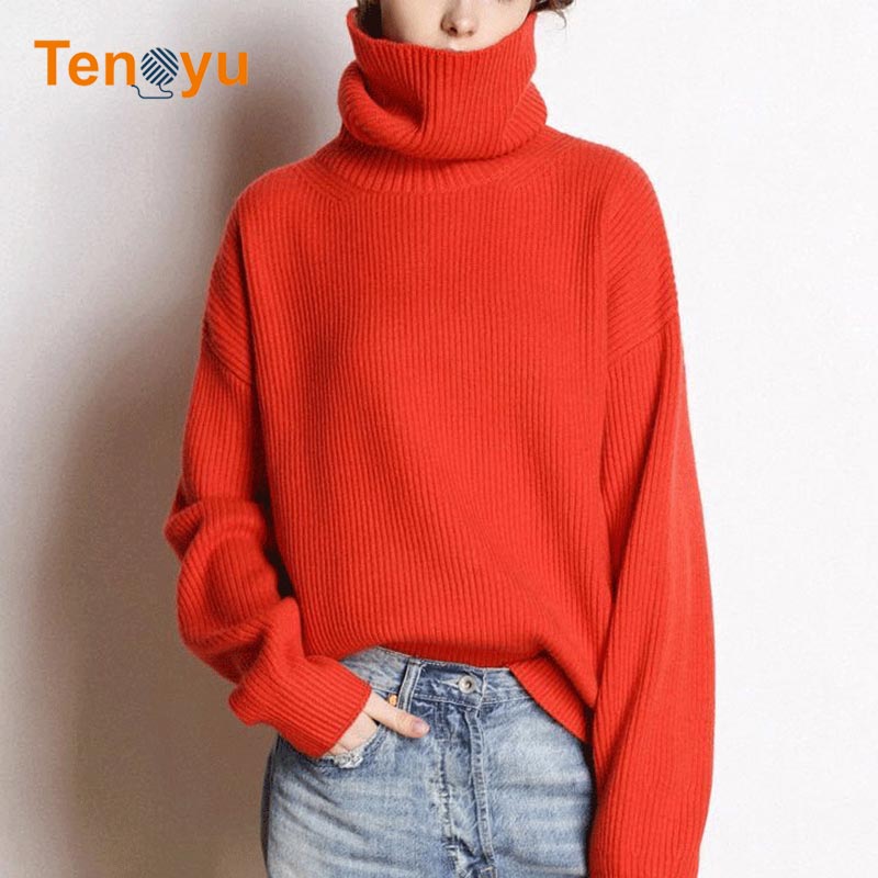 OEM/ODM Winter Cashmere Loose Turtleneck Sweater