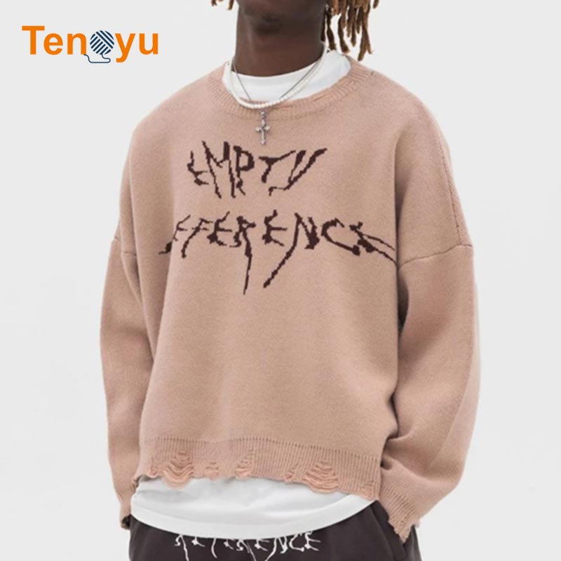 OEM/ODM Custom Knitted Letter Jacquard Men Sweater