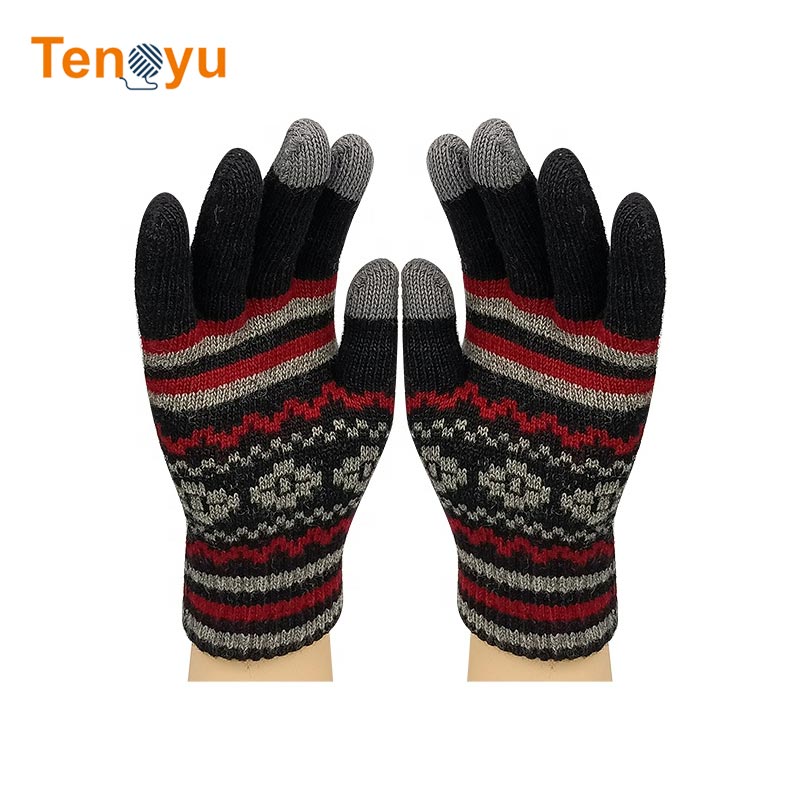 OEM/ODM Unisex Touch Knit Jacquard Winter Gloves