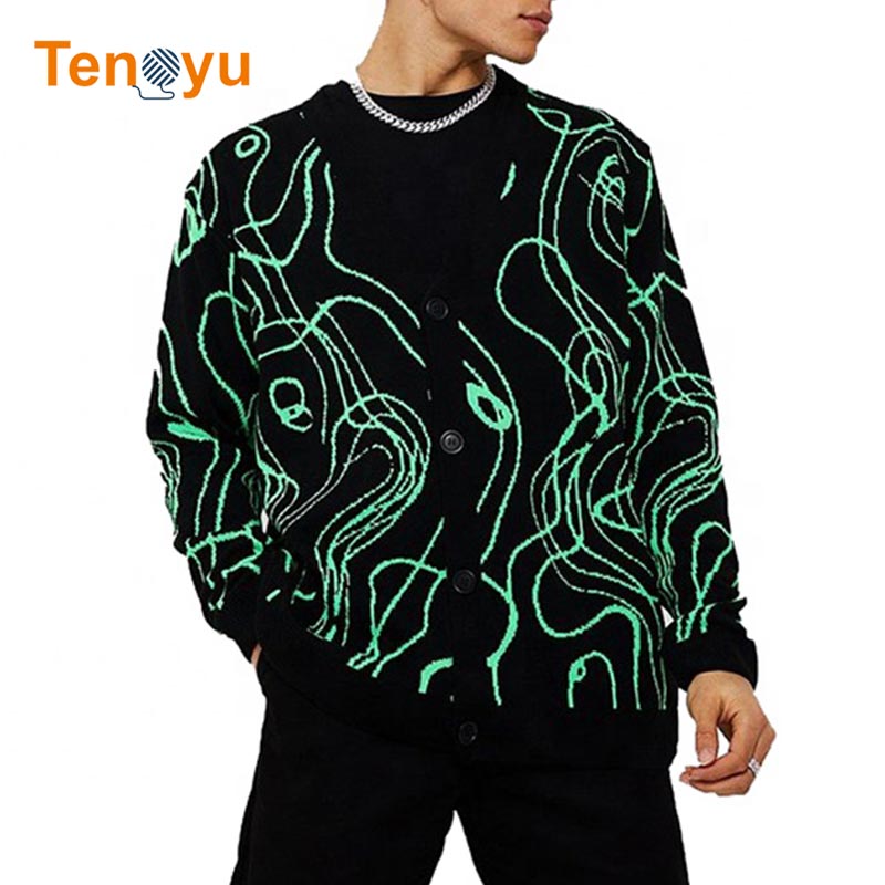 OEM/ODM Custom V Neck Sweater Knit Men Streetwear