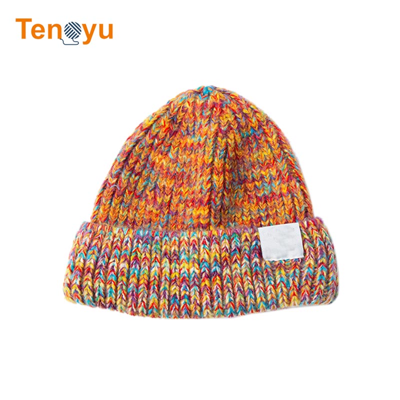 OEM/ODM Custom Yarn Knitted Multicolor Blend Beanie