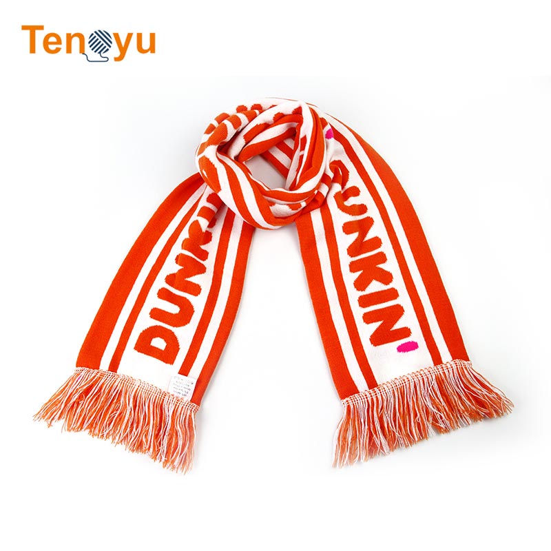 OEM/ODM Winter Football Fan Jacquard Knitted Scarf