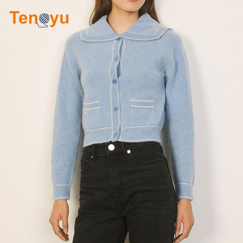 OEM/ODM 100% Wool Casual Ladies Cropped Cardigan