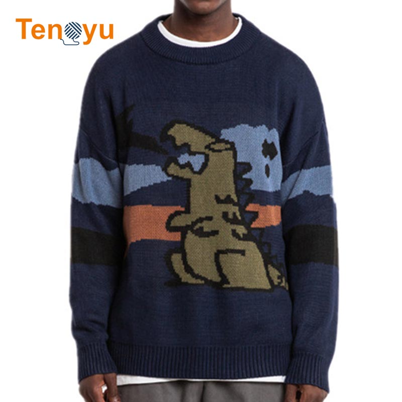 OEM/ODM Custom Trend Dinosaur Jacquard Knit Sweater