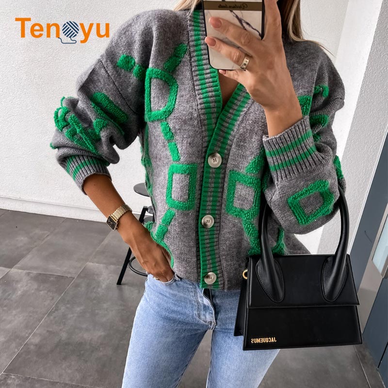 OEM/ODM Best Selling Knit Women's Jacquard Cardigan