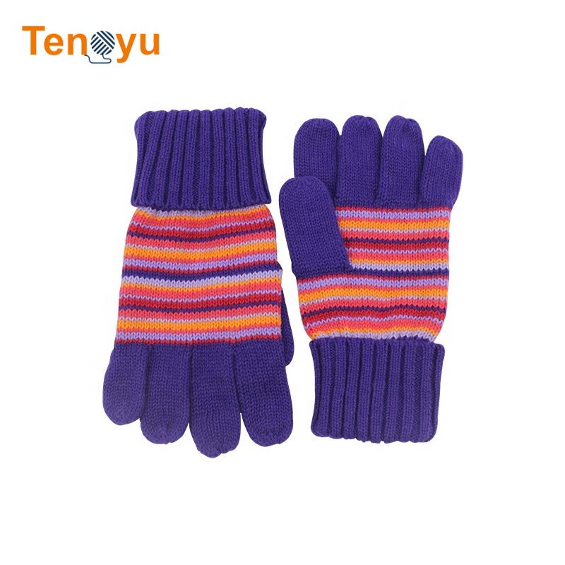 OEM/ODM Warm Knit Cute Winter Baby Striped Gloves