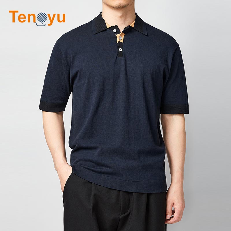 OEM/ODM Men Summer Short Sleeve Polo Knit Sweater