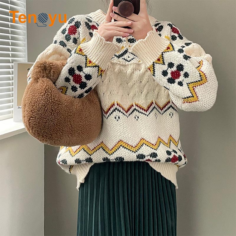 OEM/ODM Hot Selling Wool Plus Size Jacquard Sweater